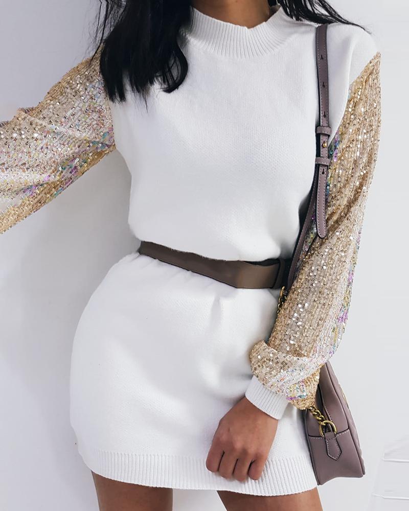 sequin sweater dress