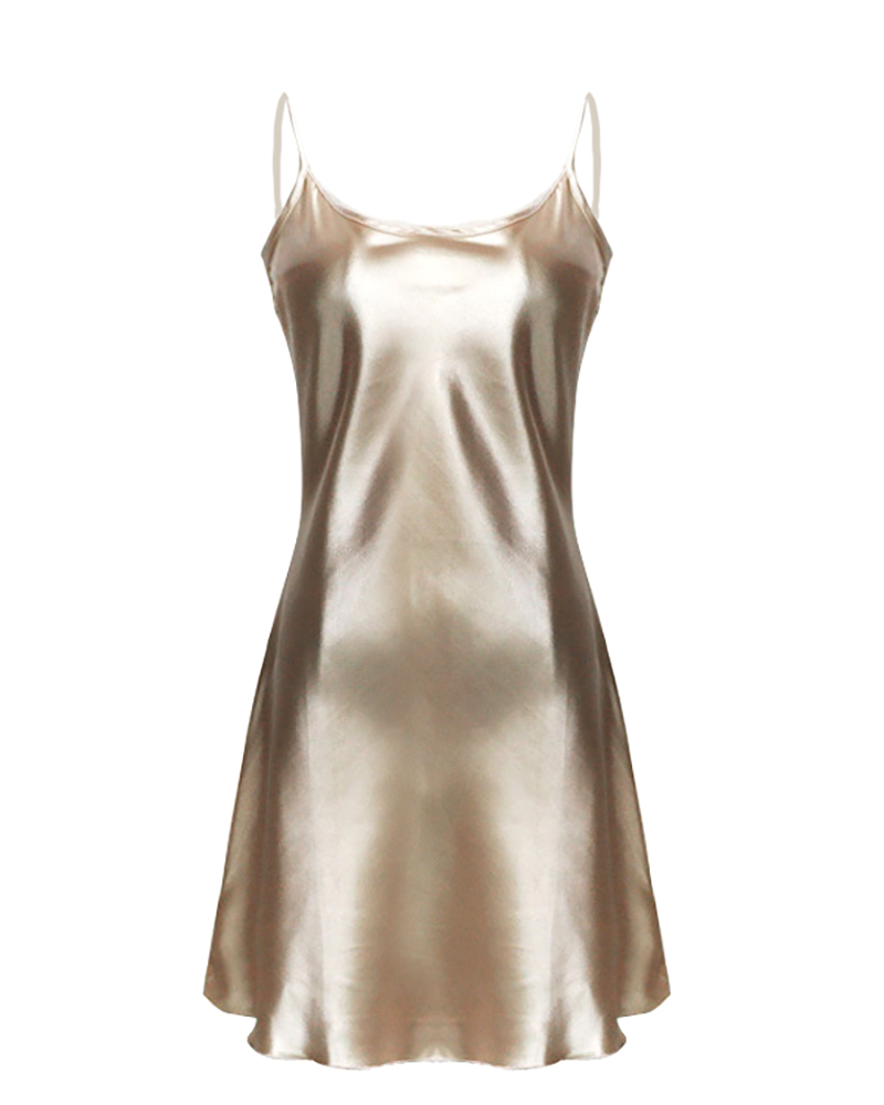 

Plain Spaghetti Strap Nightgowns, Apricot