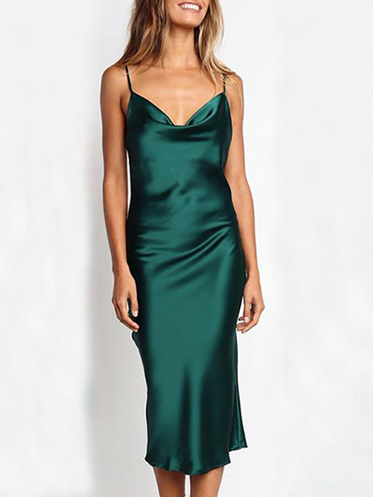 strap satin dress