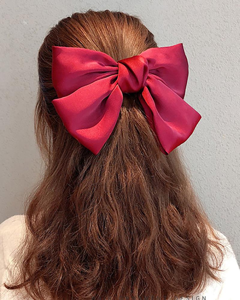 

Colourful Big Ribbon Bowknot Hair Clip, Red
