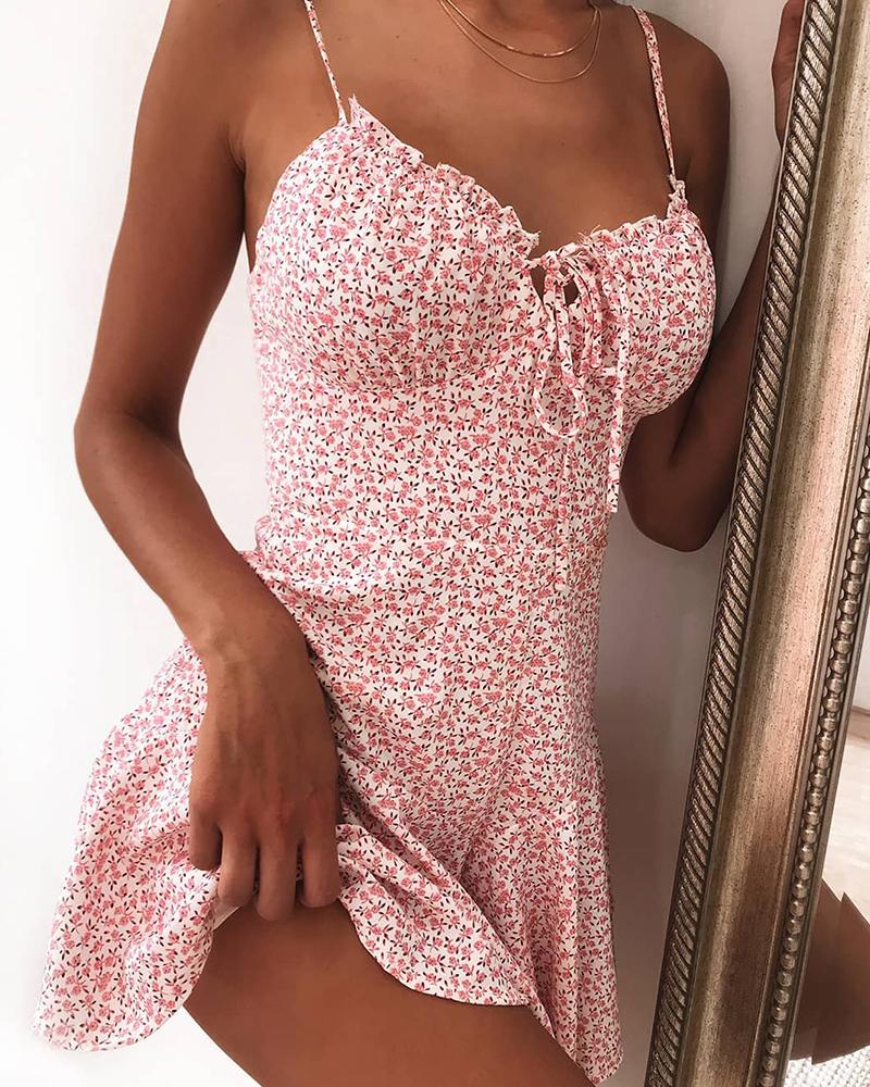 floral tie front dress