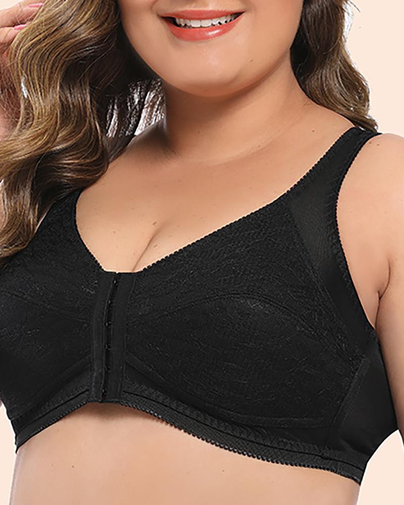 

Plus Size Thick Strap Lace Bra, Black
