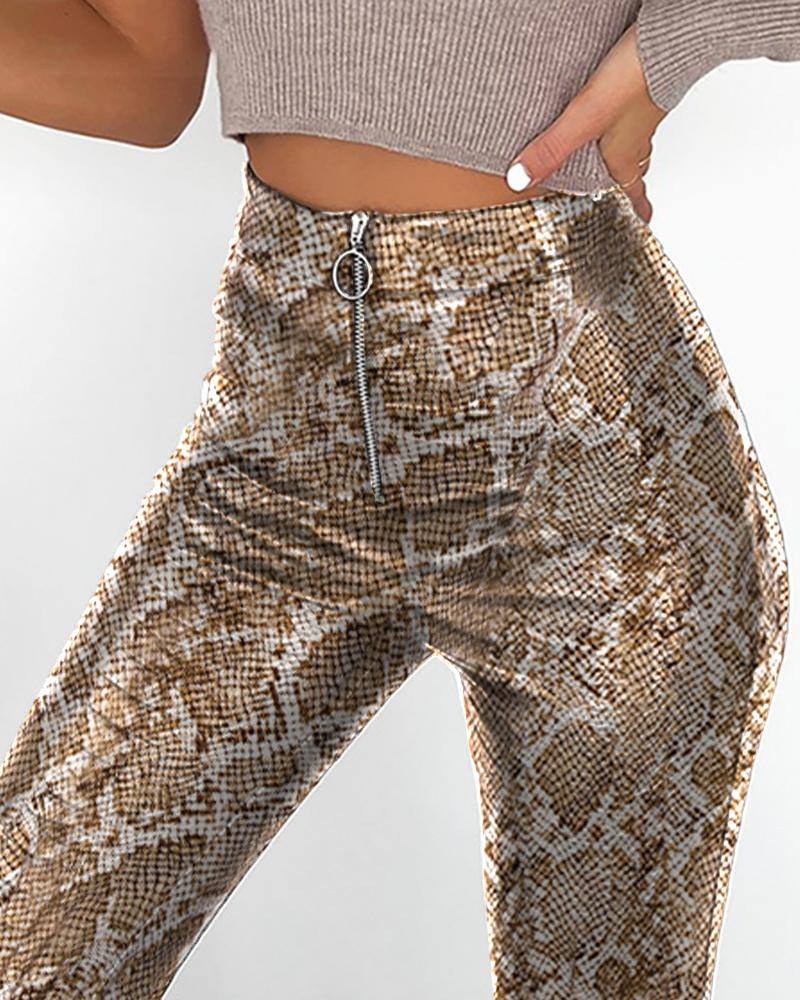 

Faux Leather Snakeskin Print Pant