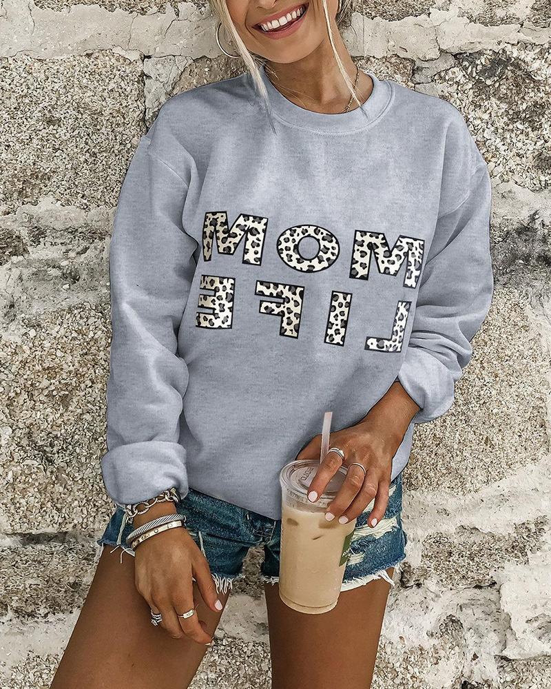 

Comfy Glue Letter Print Sweatshirt, Gray