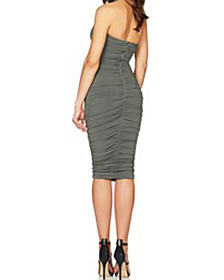 halter ruched design bodycon dress