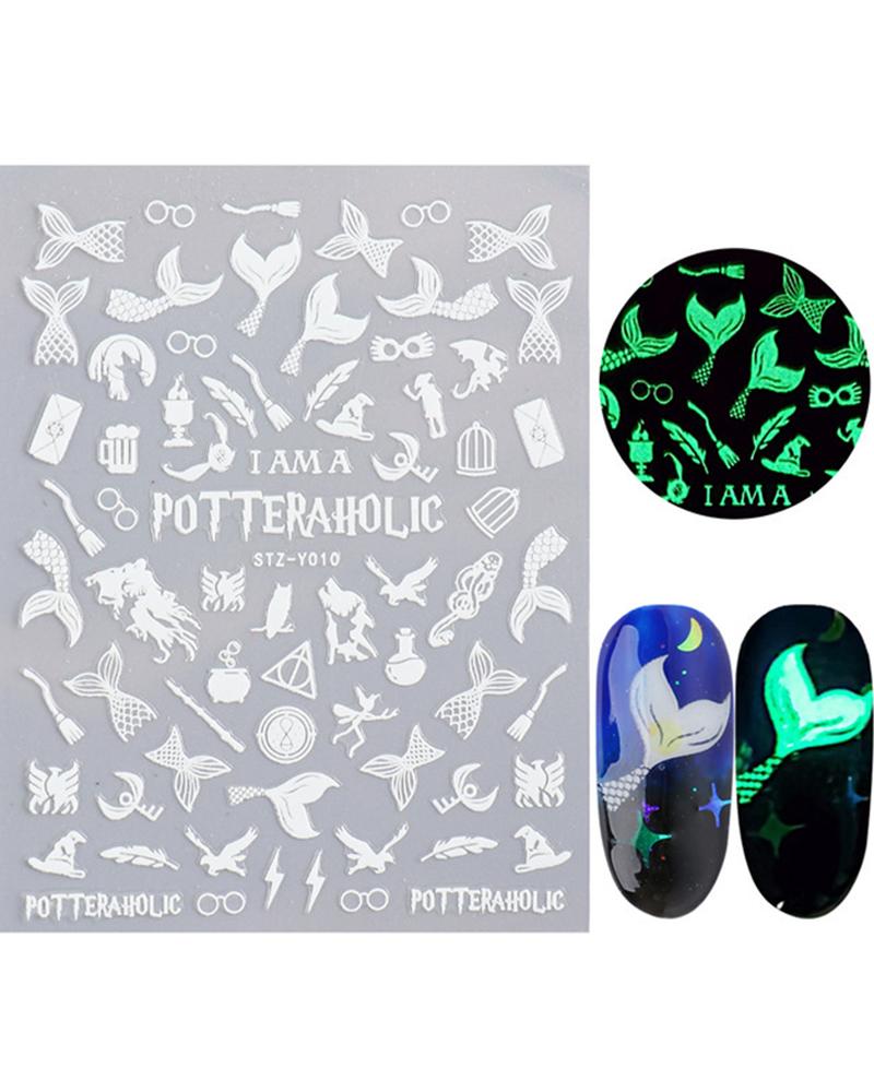 

1 Sheet Night Glow Luminous Christmas Pattern Nail Sticker, Style6
