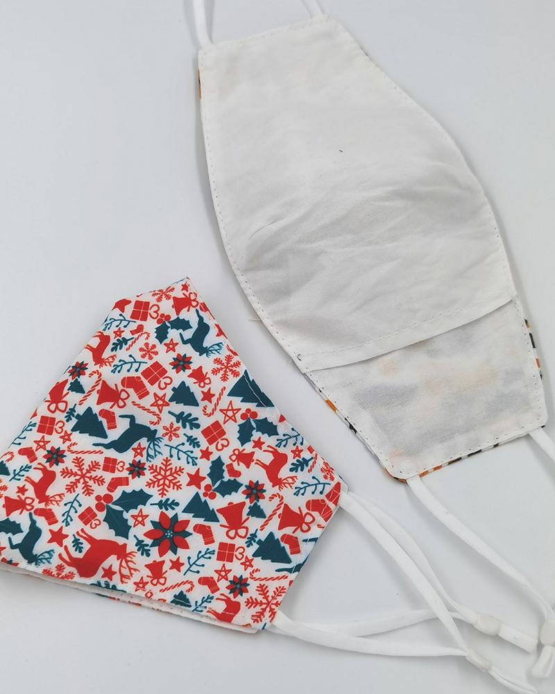 

1PCS Christmas Print Breathable Filter Face Mask, Multicolor