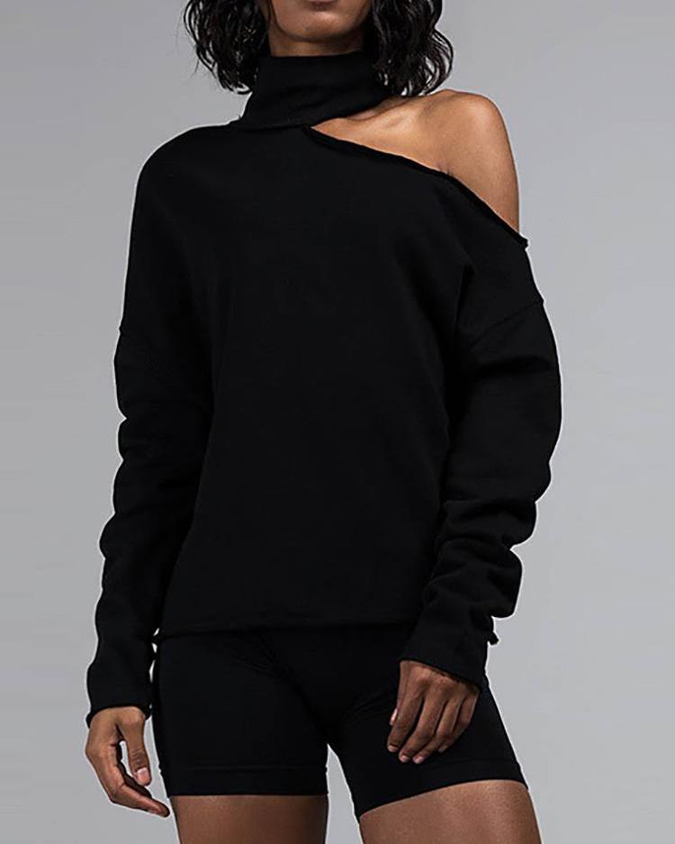 cut out shoulder sweatshirt