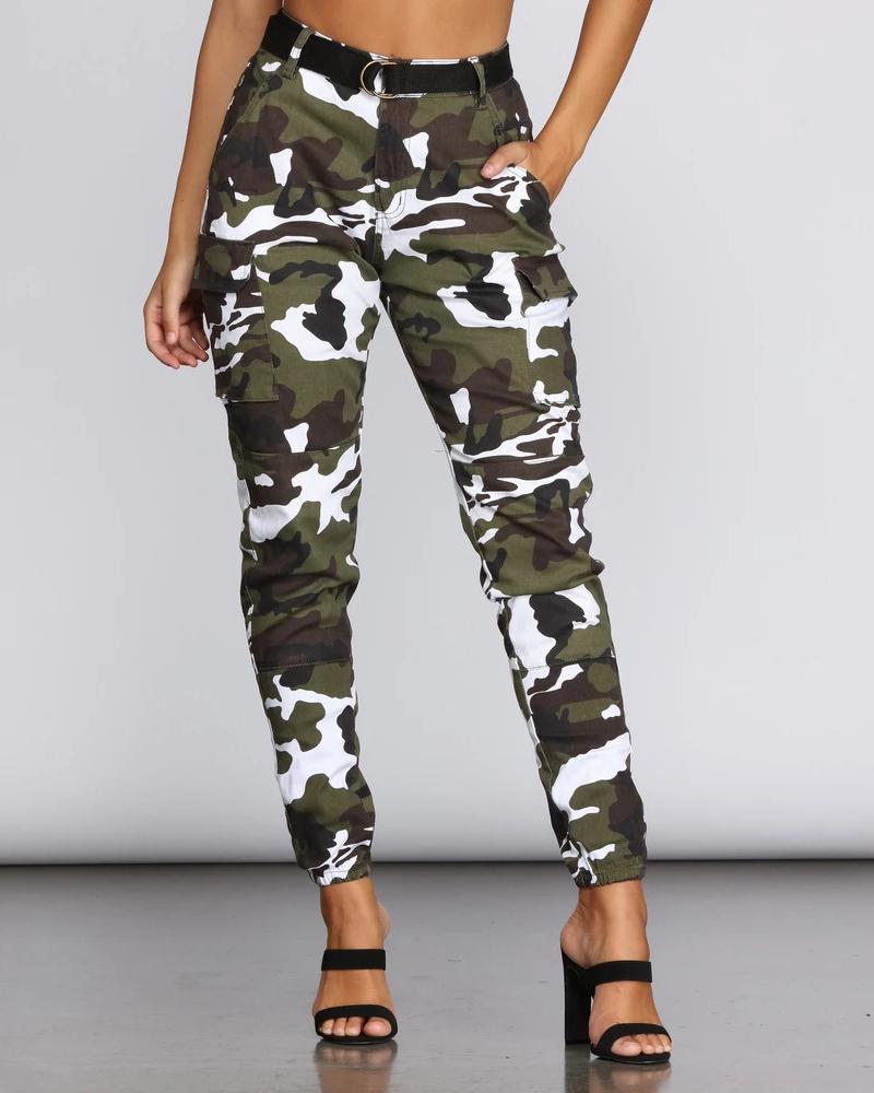 

Camouflage Print Pocket Design Pants, Style1