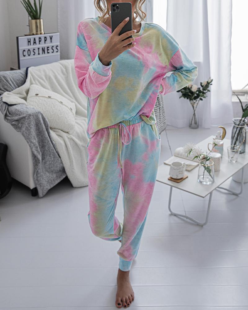 

Sports Tie Dye T-shirt Pants Sets, Multicolor