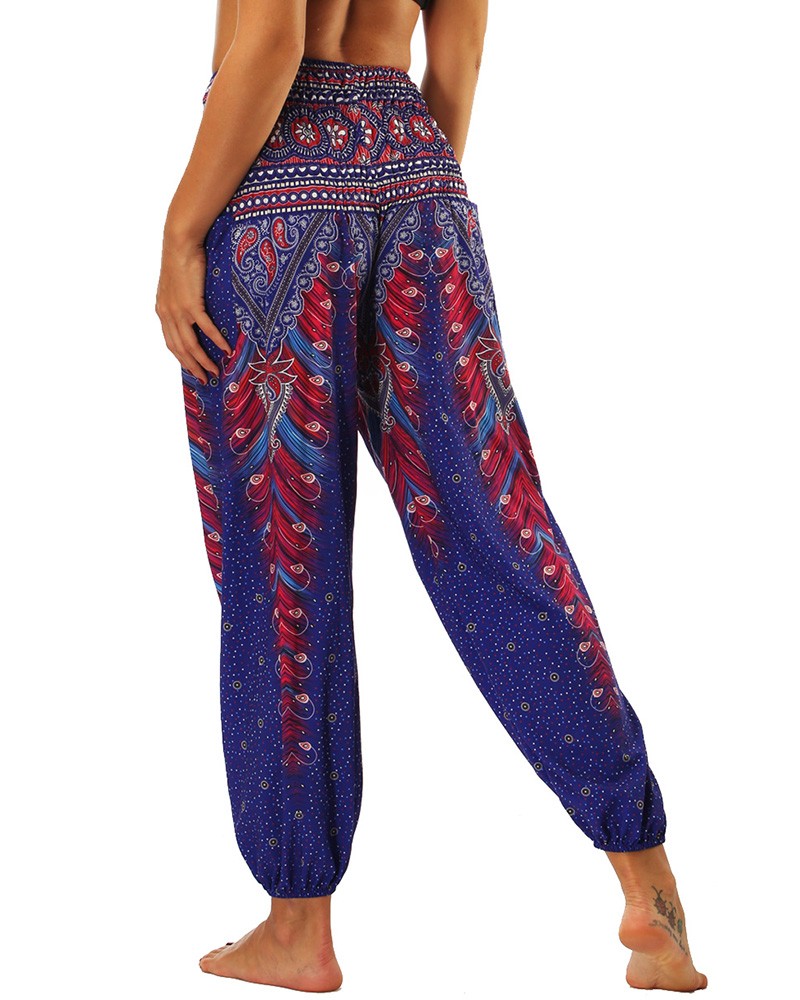 Print Wide Leg High Waist Yoga Pants