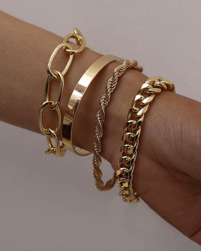 

Chain Bracelet Set, Gold