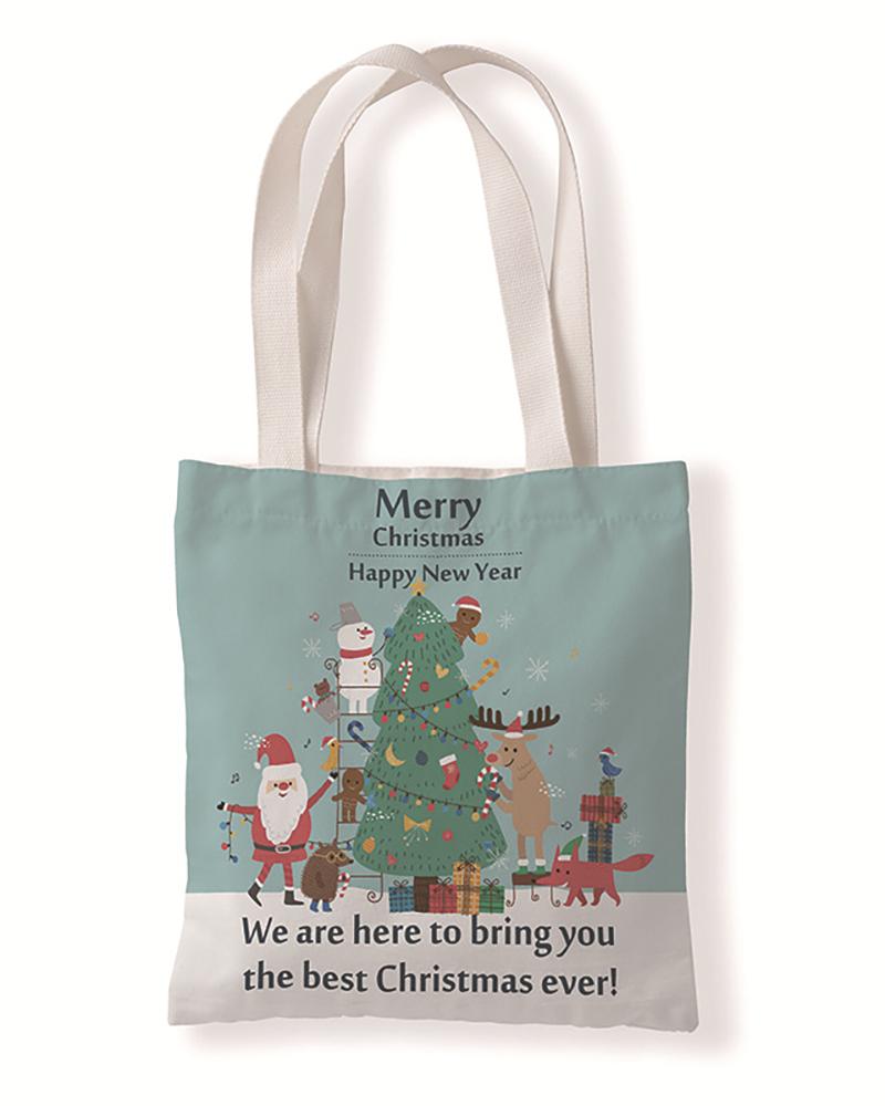 

Christmas Letter Print Shopper Bag, Style4