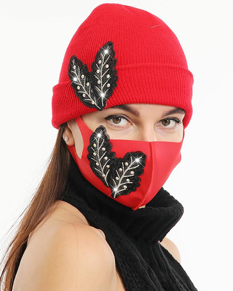 

Studded Cuffed Beanie With Face Mask, Style4