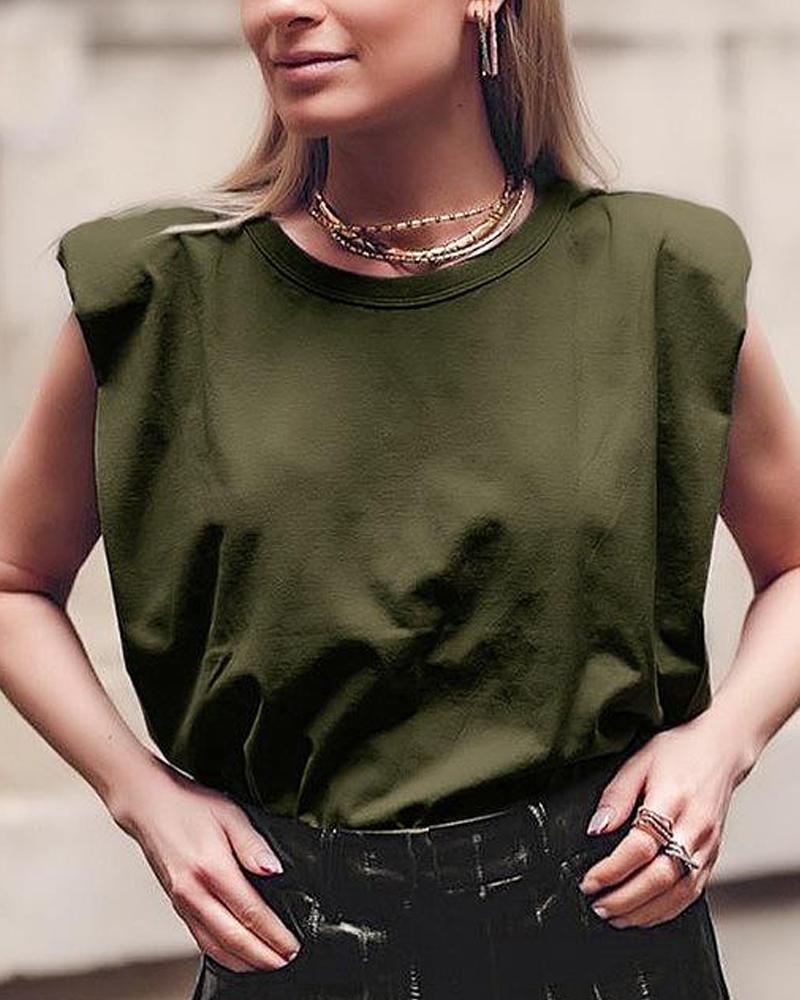 

Round Neck Sleeveless Top, Green