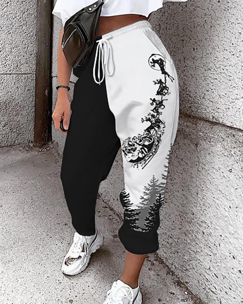 

Christmas Print Drawstring Casual Sweatpants, Style7