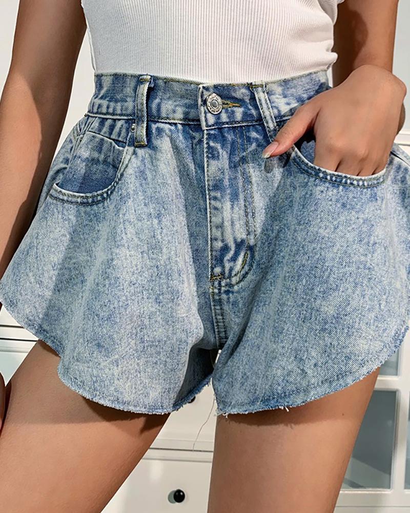High Waist Wide Leg Irregular Denim Shorts Online. Discover hottest trend fashion at