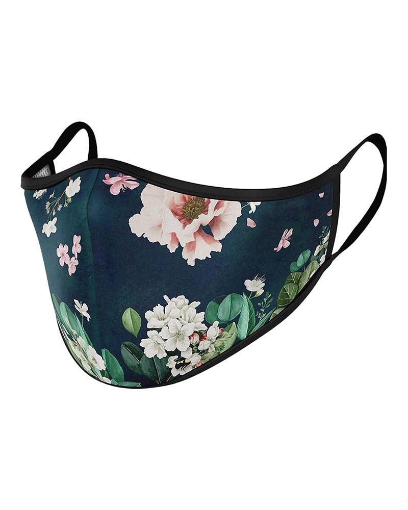 

Floral / Leaf / Bird Print Colorblock Breathable Face Mask, Green