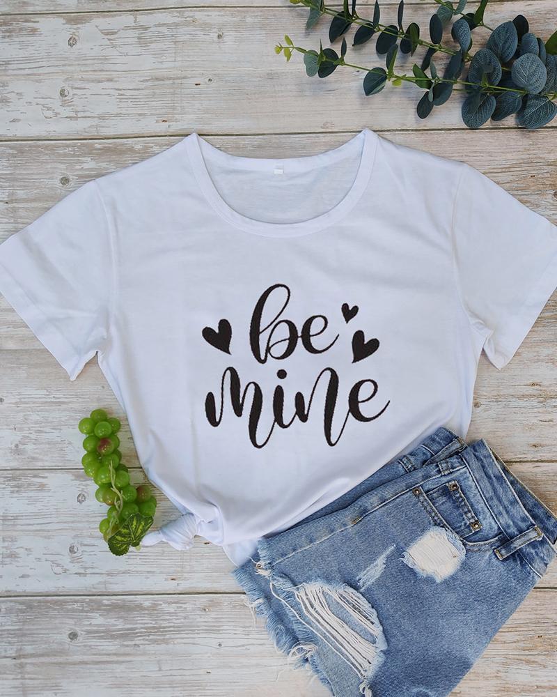 

Valentines Day Letter Heart Print T-shirt, White