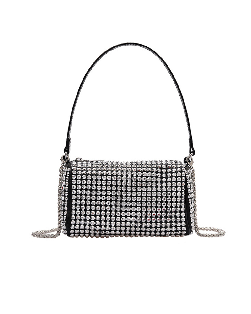

Diamonds Zip Detail Handbag Shoulder Bag, Silver