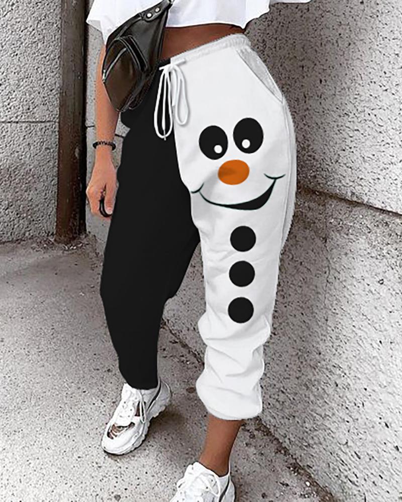 

Christmas Print Drawstring Casual Sweatpants, Style2