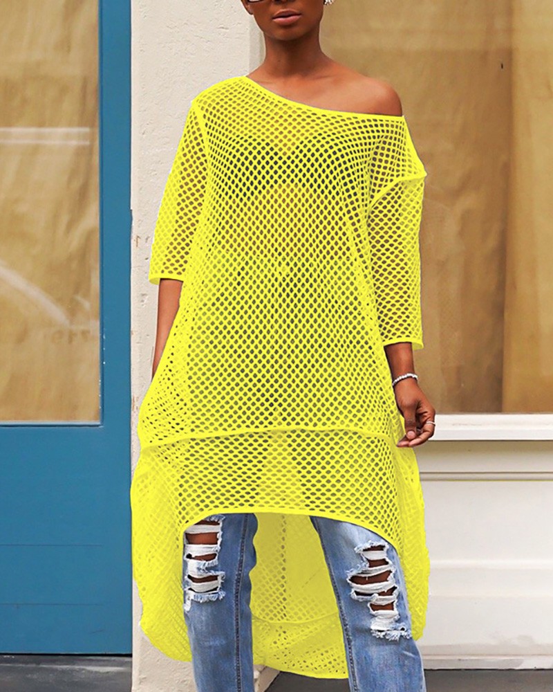 yellow fishnet dress