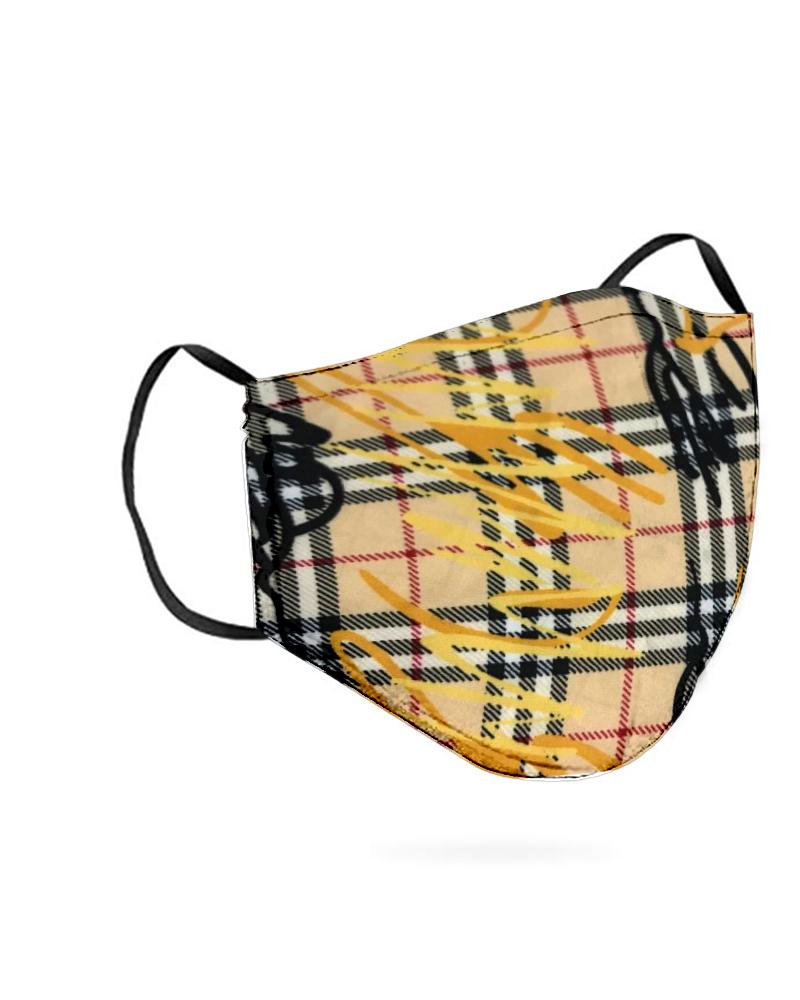 

Grid Print Breathing Washable Valve Face M .a. s. k (2 filters as gift, Apricot