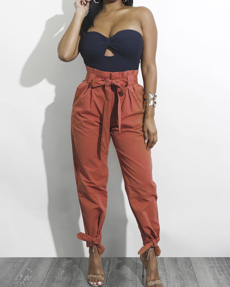 high waisted tie ankle pants