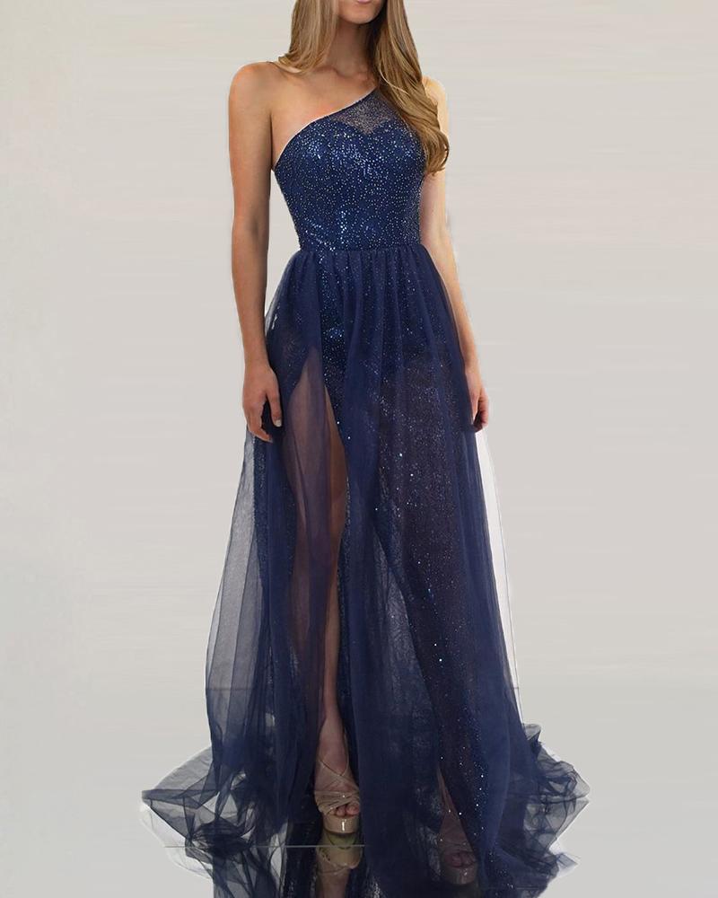 glitter mesh maxi dress
