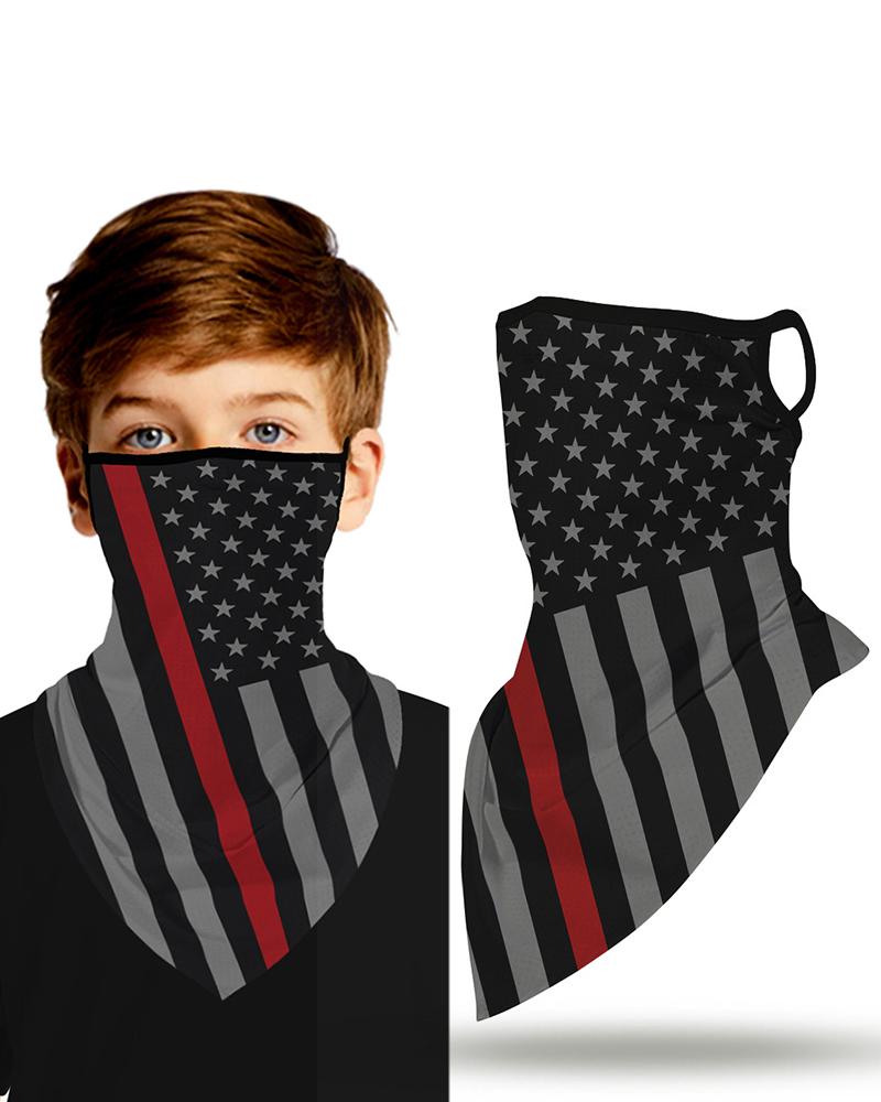 

Flag Print Breathable Ear Loop Face Cover Windproof Outdoors For Children, Black