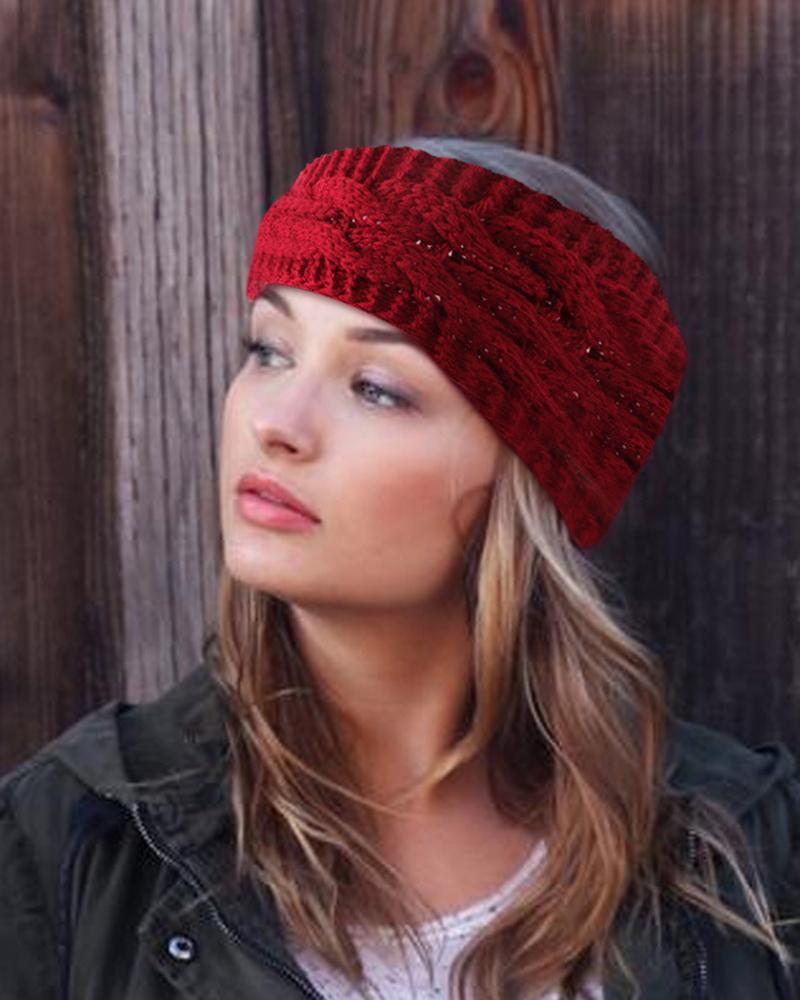 

Braided Knit Headband, Red