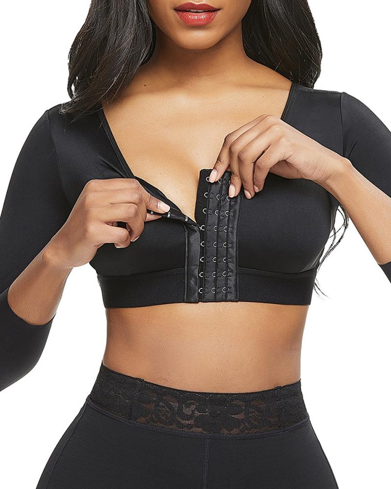 

Solid Color Long Sleeve Without Steel Ring Yoga Bras, Black