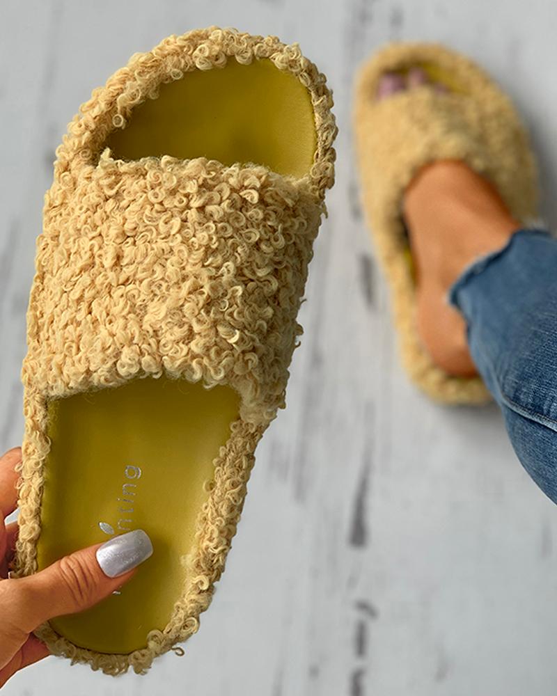 

Fluffy Toe Post Casual Slipper, Yellow