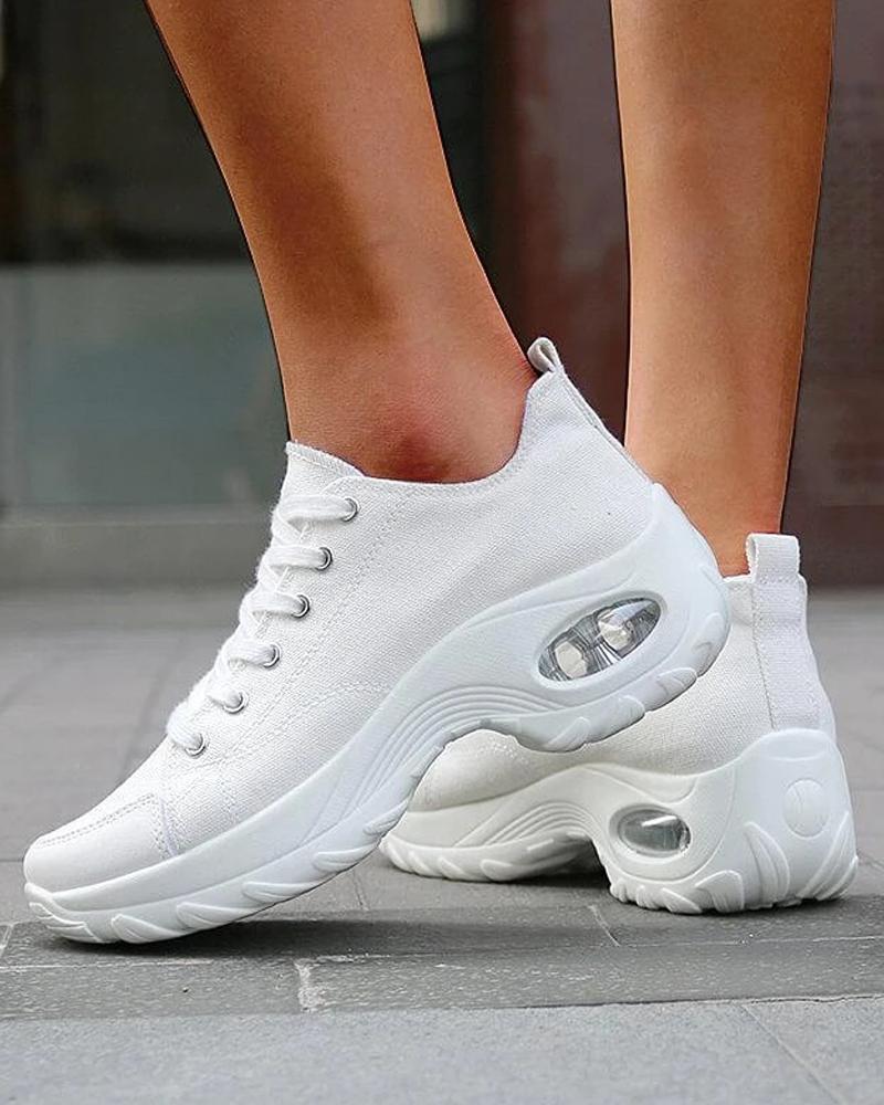 

Solid Canvas Air Cushion Sneakers, White