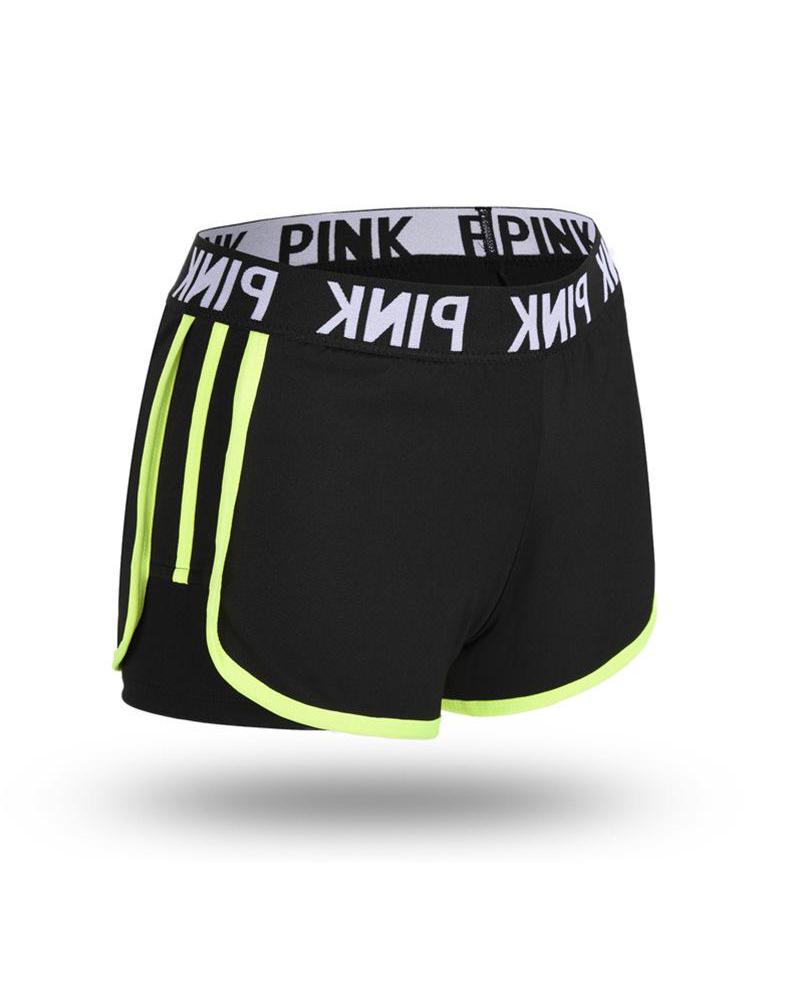 

Side Contrast Yoga Shorts, Green