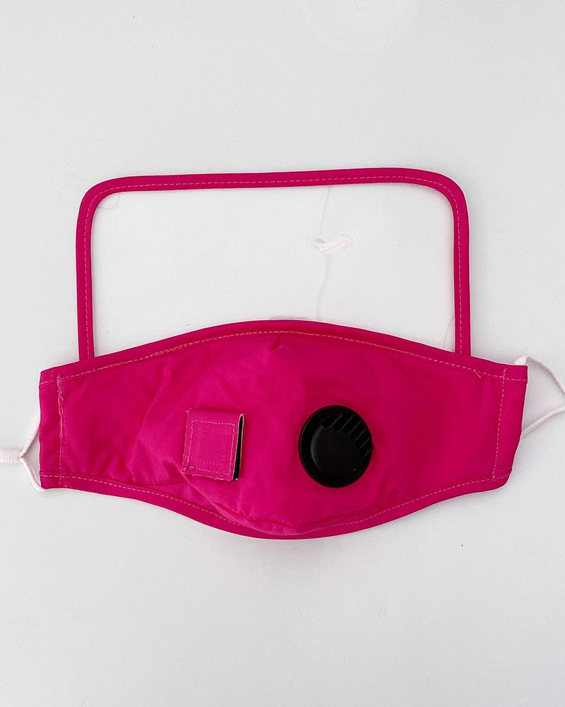

Visible Valve Face Mask With Drinking Straw Hole, Hot pink