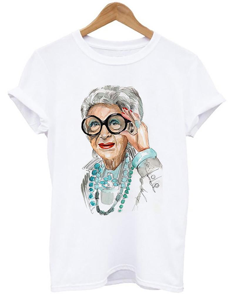

Figure Print Causal T-shirt, Style5