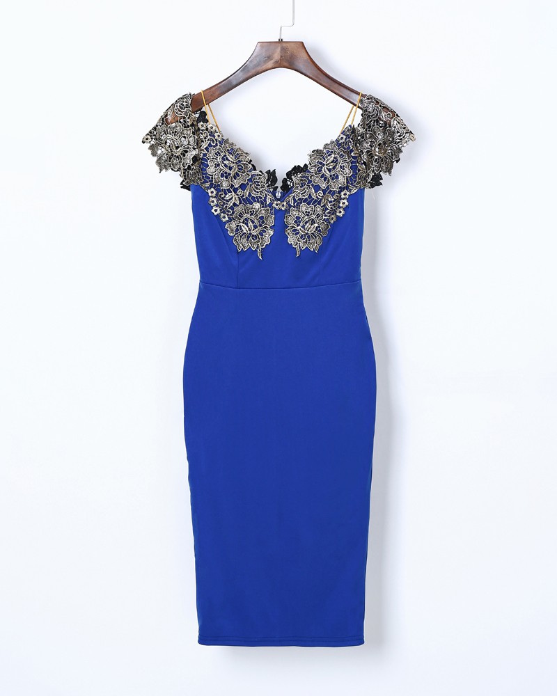 lace insert bodycon dress