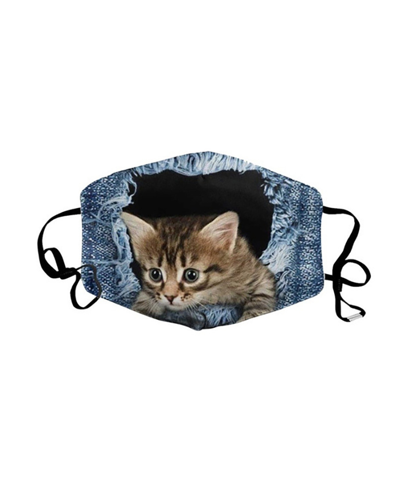 

Denim Animal Pattern PM2.5 Filter Breathable Face Mask, Style4