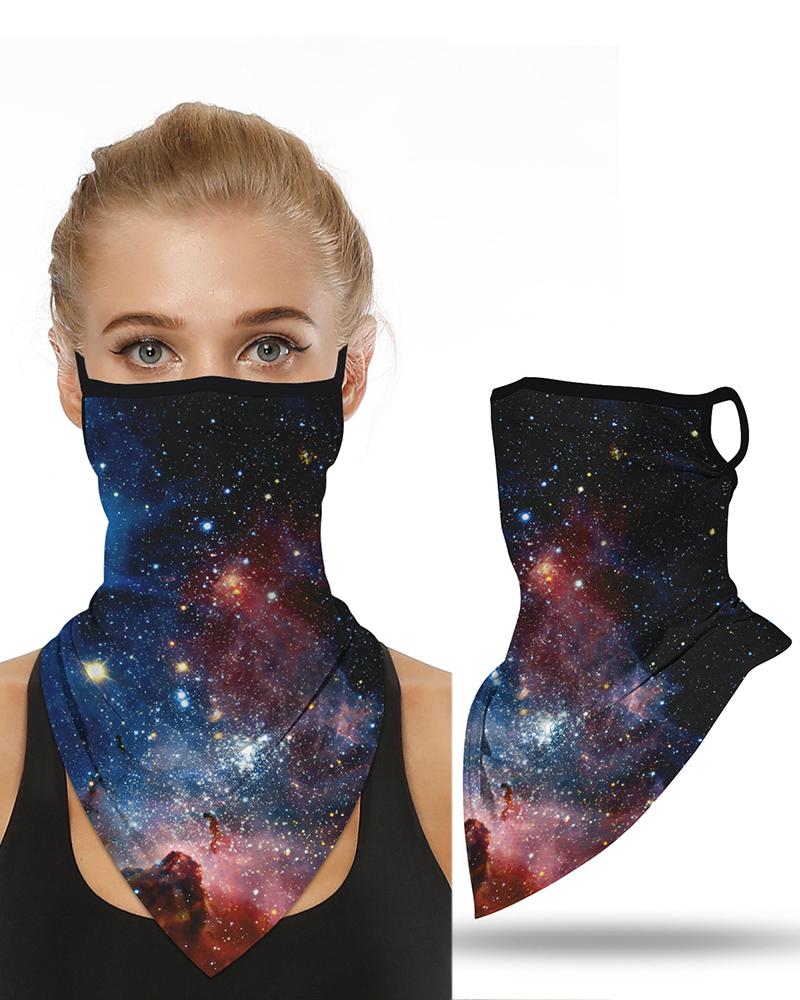 

Sparkle Sky Print Breathable Ear Loop Face Cover Windproof Motorcycling Dust Outdoors, Dark blue