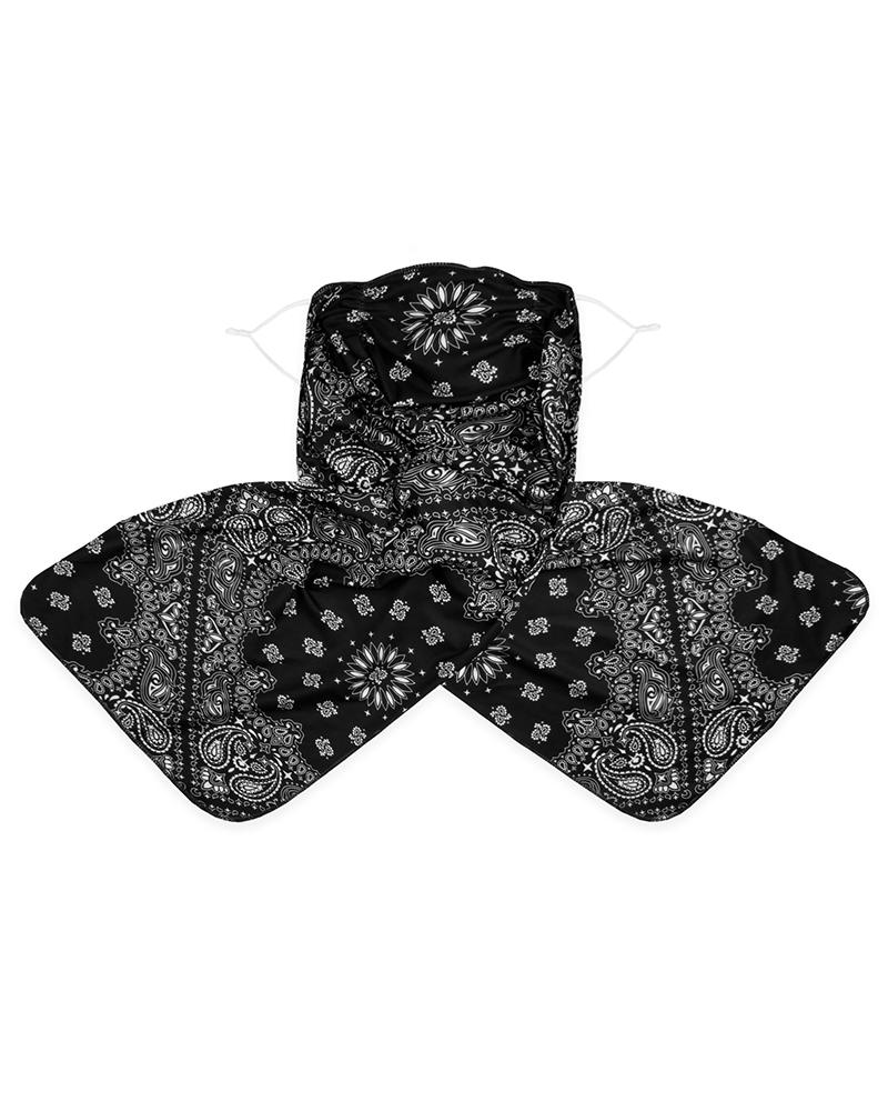 

Snakeskin / Floral / Paisley Print Breathable Scarf Face Mask, Black
