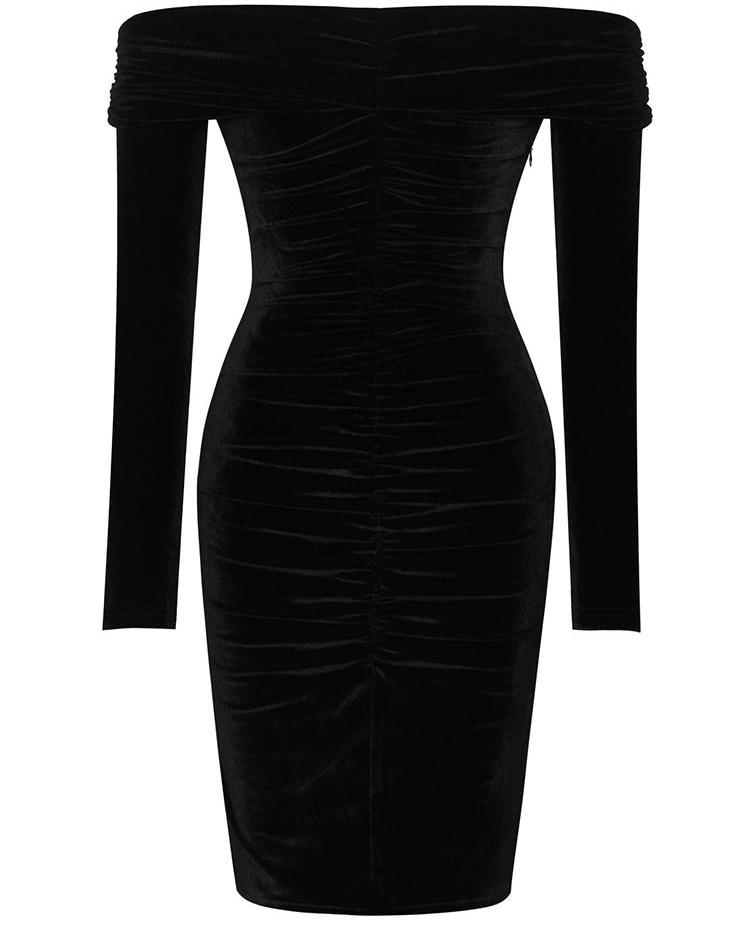 velvet off shoulder ruched bodycon dress