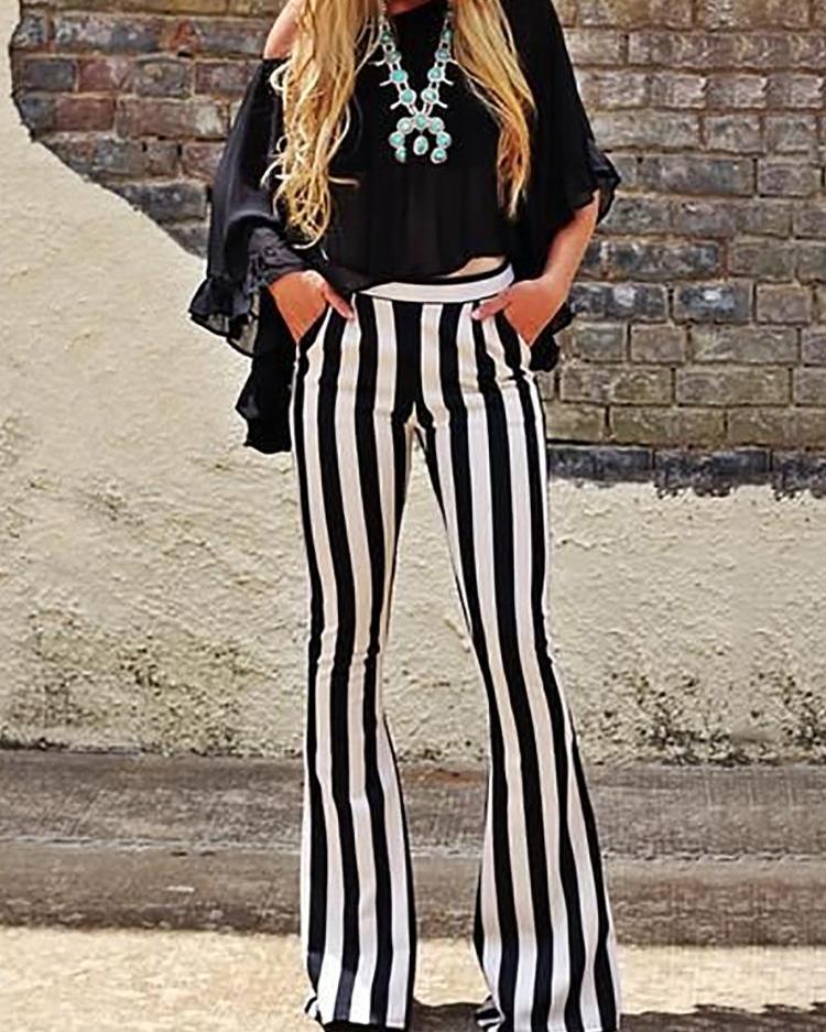 pinstripe bell bottom jeans