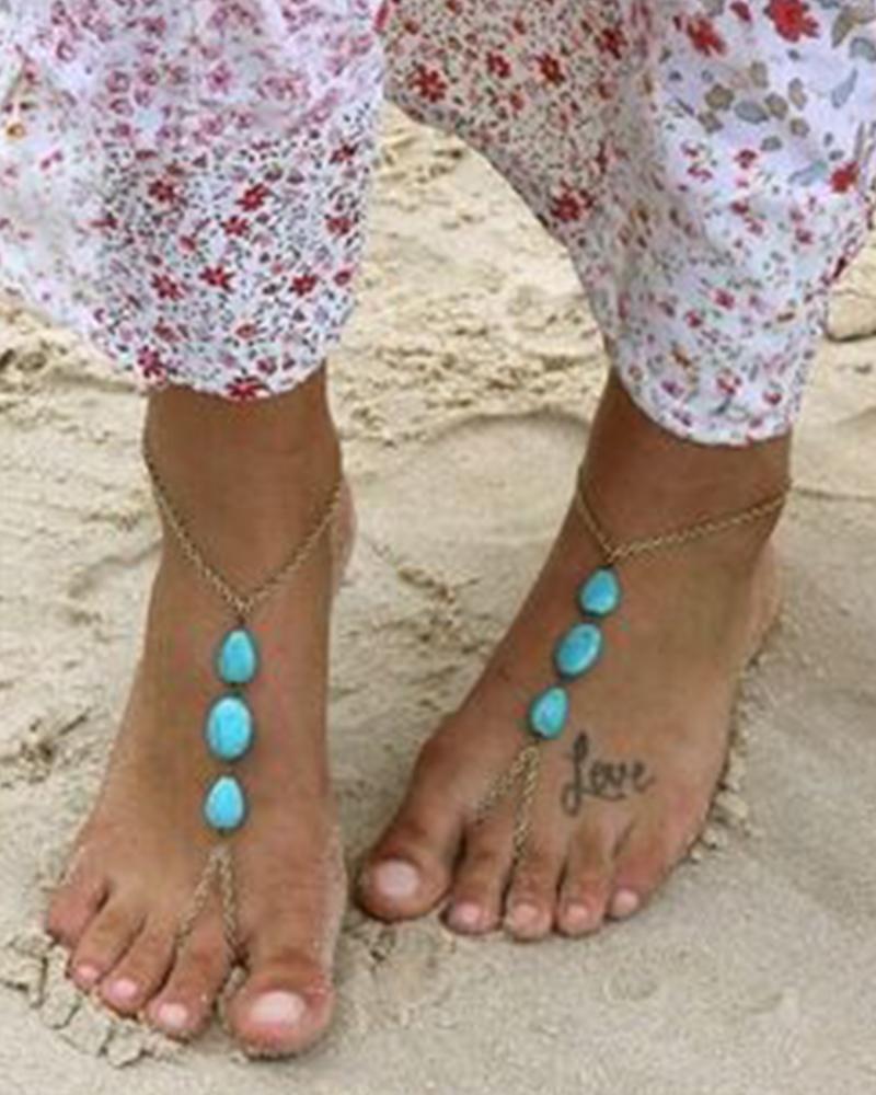 

Bohemian Turquoise Anklet, Blue