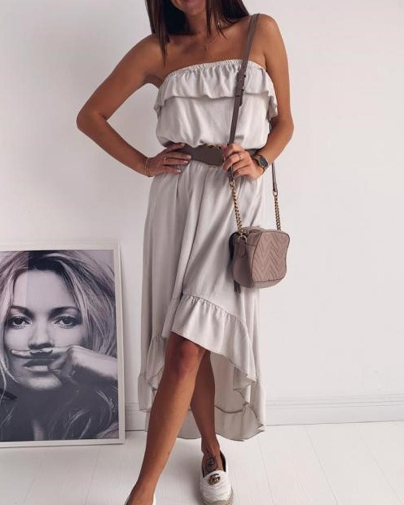 

Off Shoulder High Low Dress, Gray