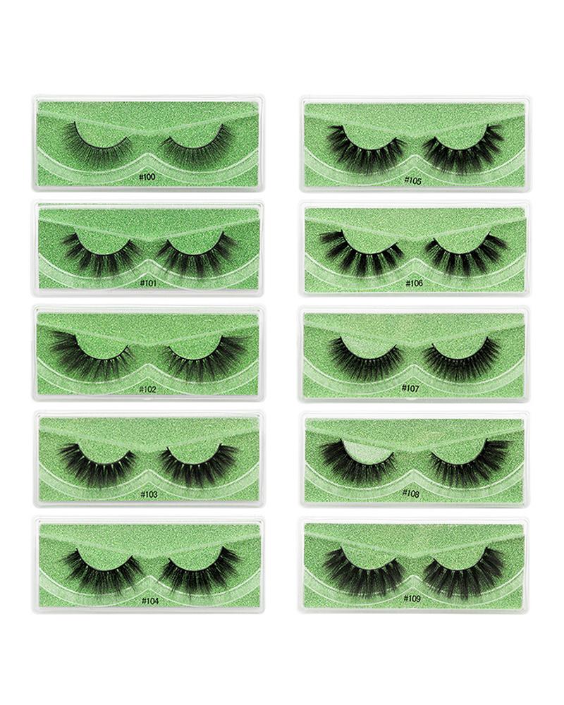 

10 Pairs Natural False Eyelashes, Green