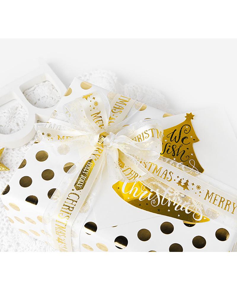 

1Roll Christmas Slogan Ribbon, White