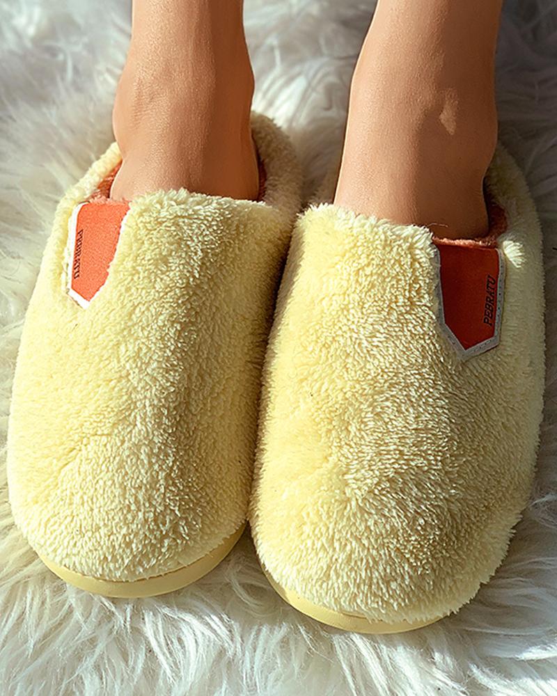 

Colorblock Closet Toe Fluffy Slippers, Yellow