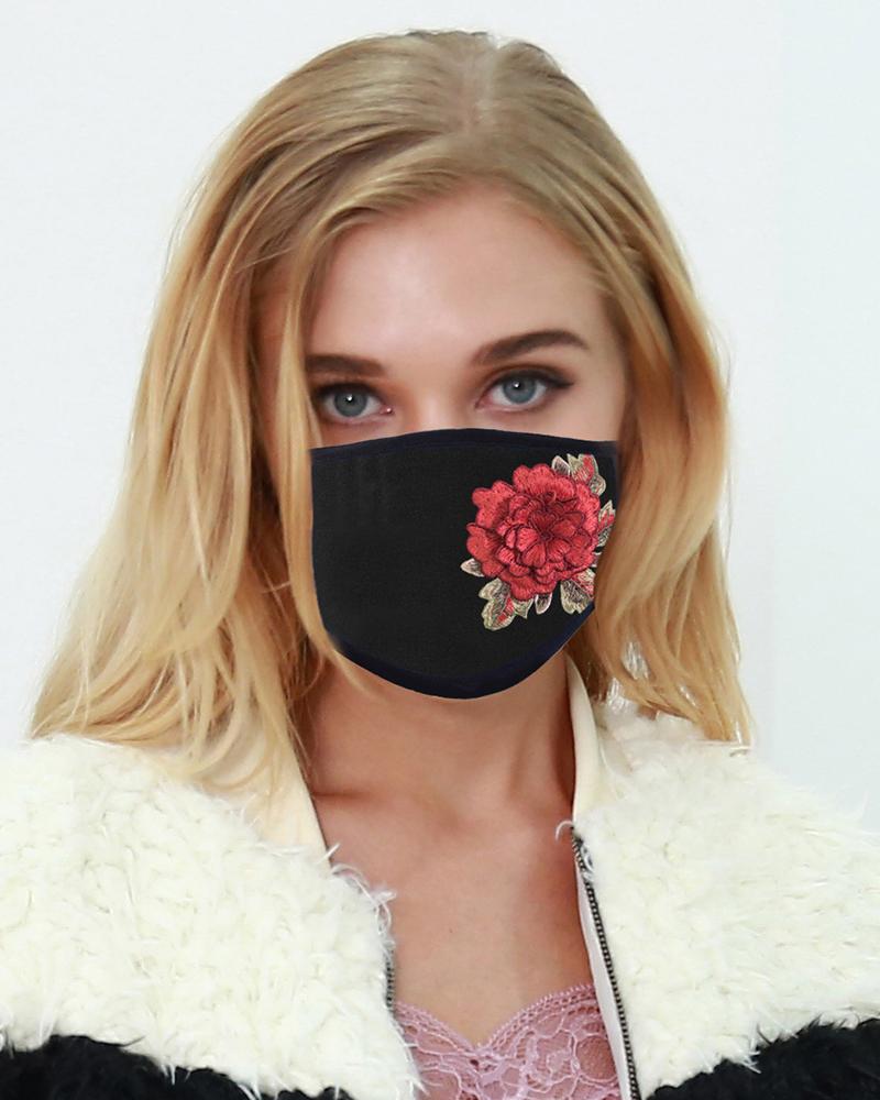 

Embroidered Floral Breathable Face Mask, Style1