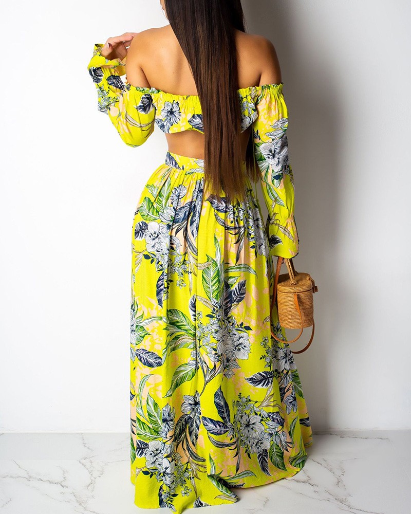 floral maxi skirt set